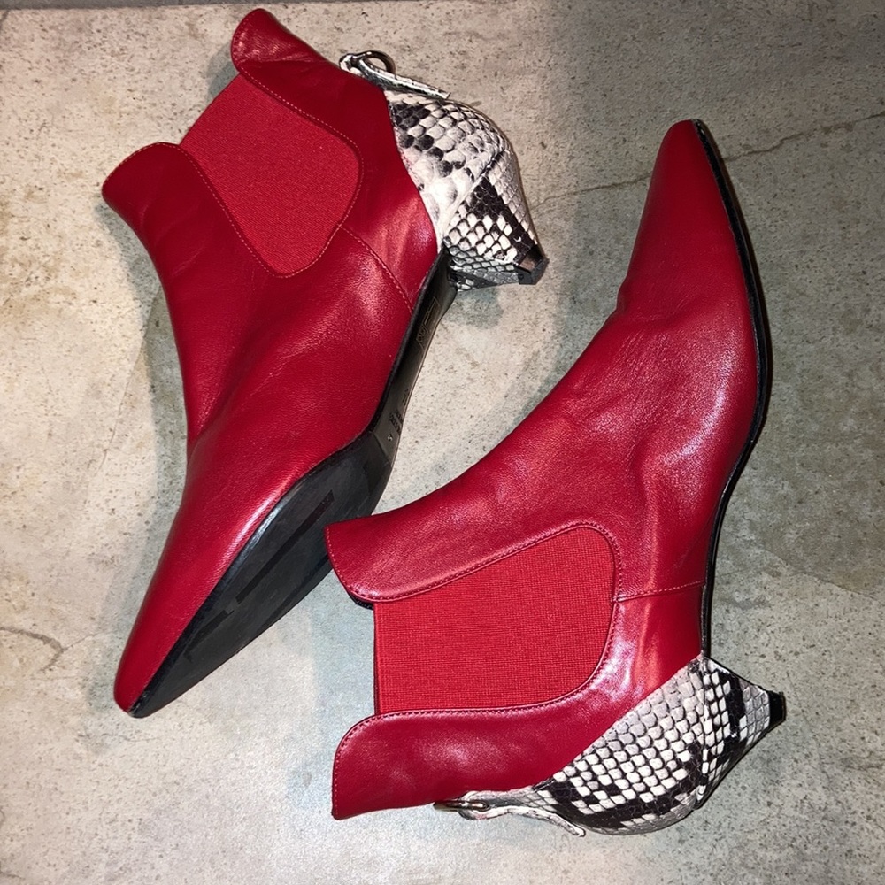 Diane B Fabulous Red Ankle Boots Size 36